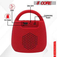 5 Core Bluetooth Speaker Wireless Outdoor Portable Waterproof Loud USB - VirtuousWares:Global