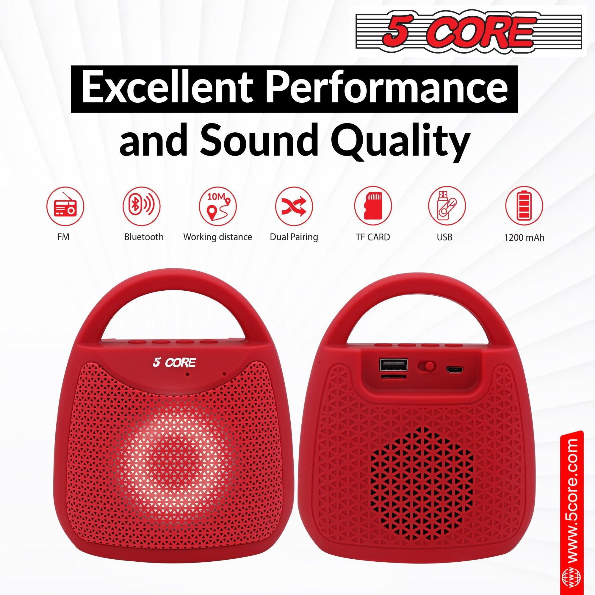 5 Core Bluetooth Speaker Wireless Outdoor Portable Waterproof Loud USB - VirtuousWares:Global