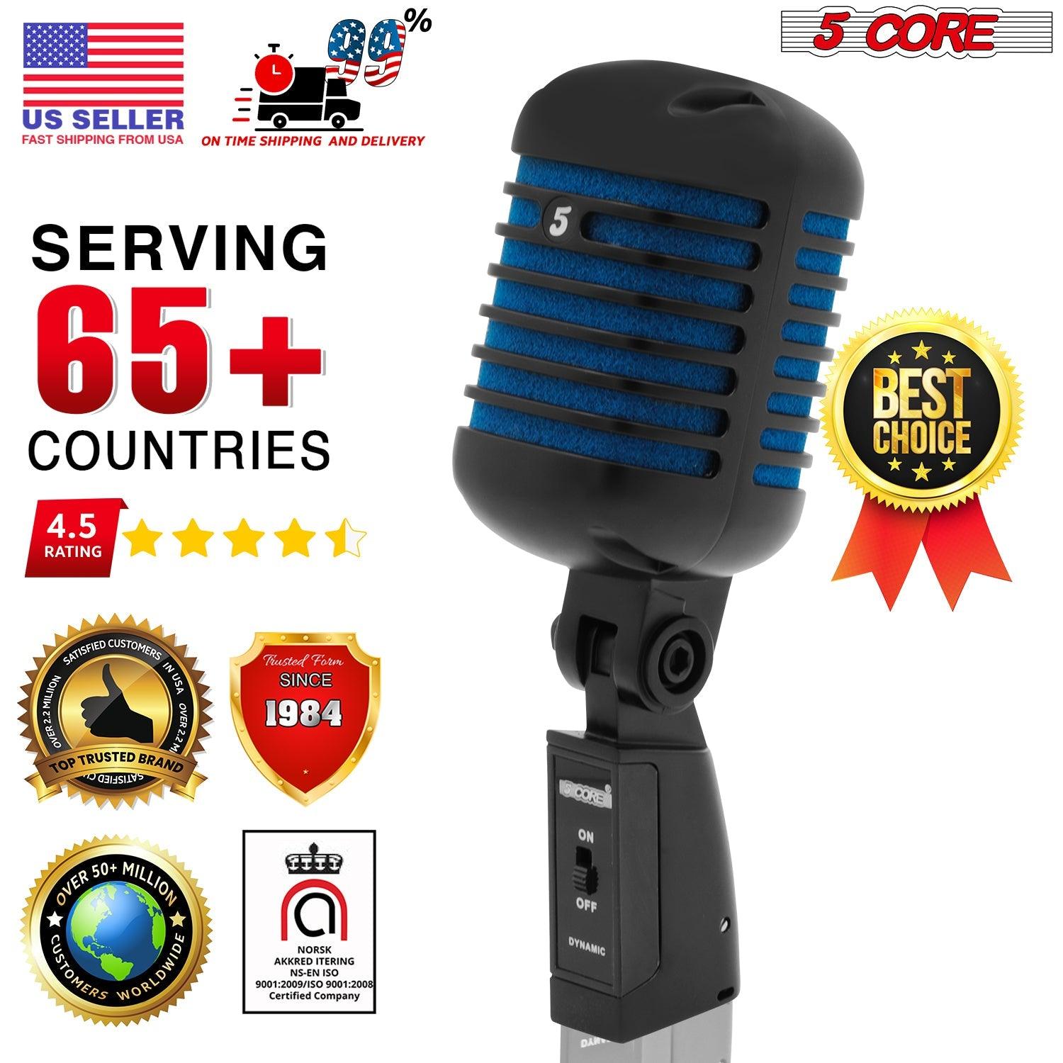 5 Core Classic Retro Dynamic Vocal Microphone RTRO MIC CH BLK-BLU - VirtuousWares:Global