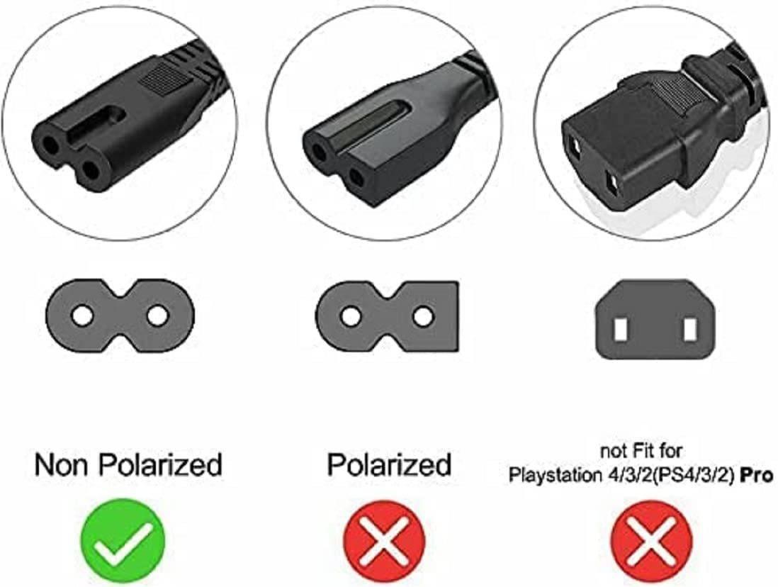 5 Core Extra Long 12ft 2 Prong Non-Polarized AC Wall Power Cable 2 - VirtuousWares:Global