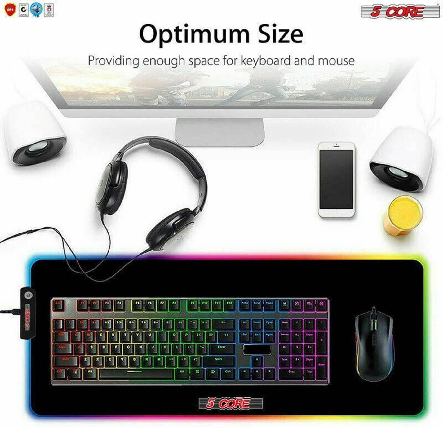 5 Core Large RGB Gaming Mouse Pad Extended Soft Gaming LED Mouse Pad - VirtuousWares:Global