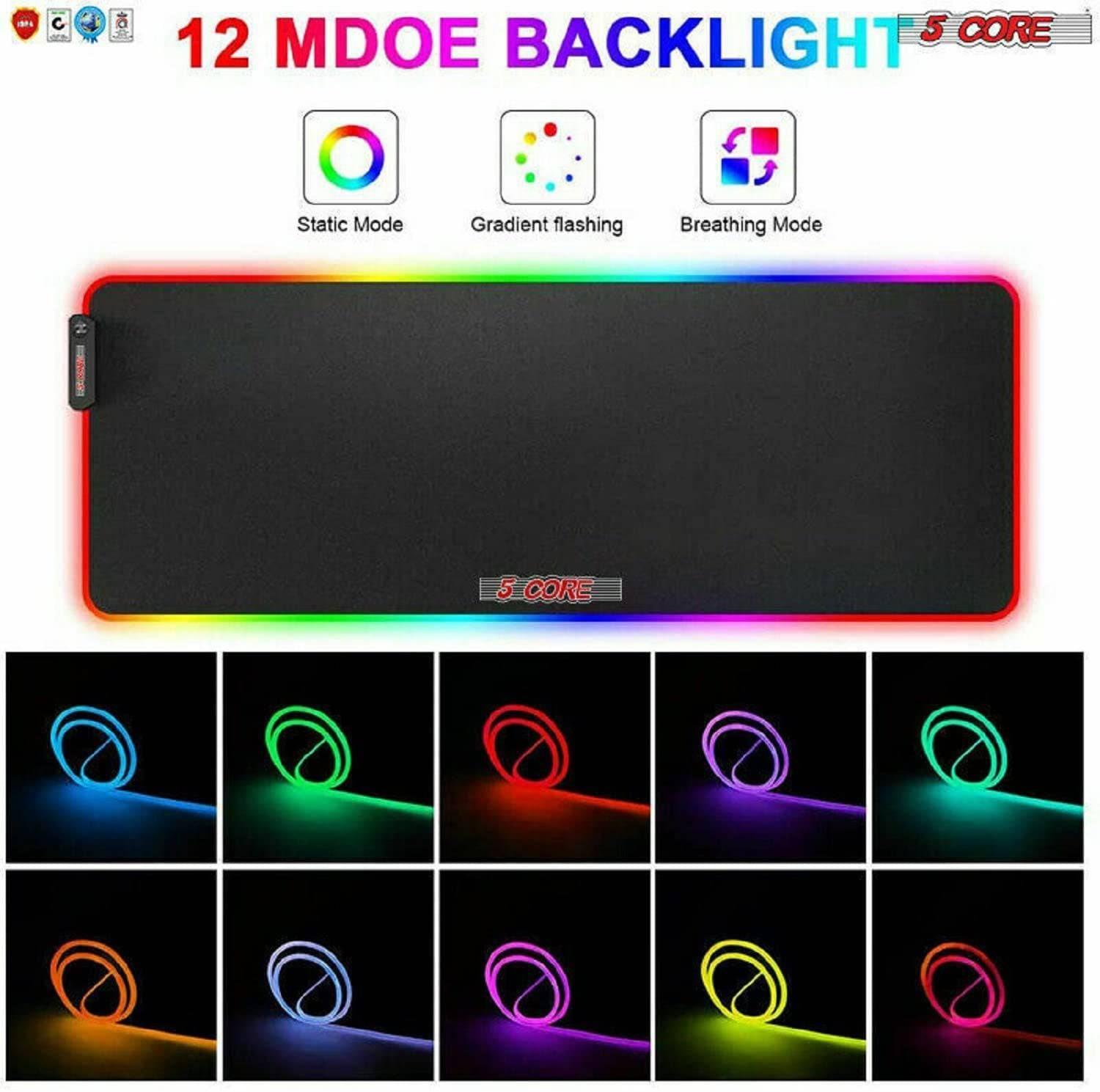 5 Core Large RGB Gaming Mouse Pad Extended Soft Gaming LED Mouse Pad - VirtuousWares:Global