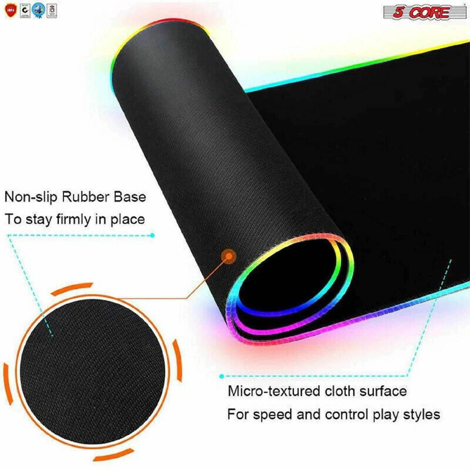 5 Core Large RGB Gaming Mouse Pad Extended Soft Gaming LED Mouse Pad - VirtuousWares:Global