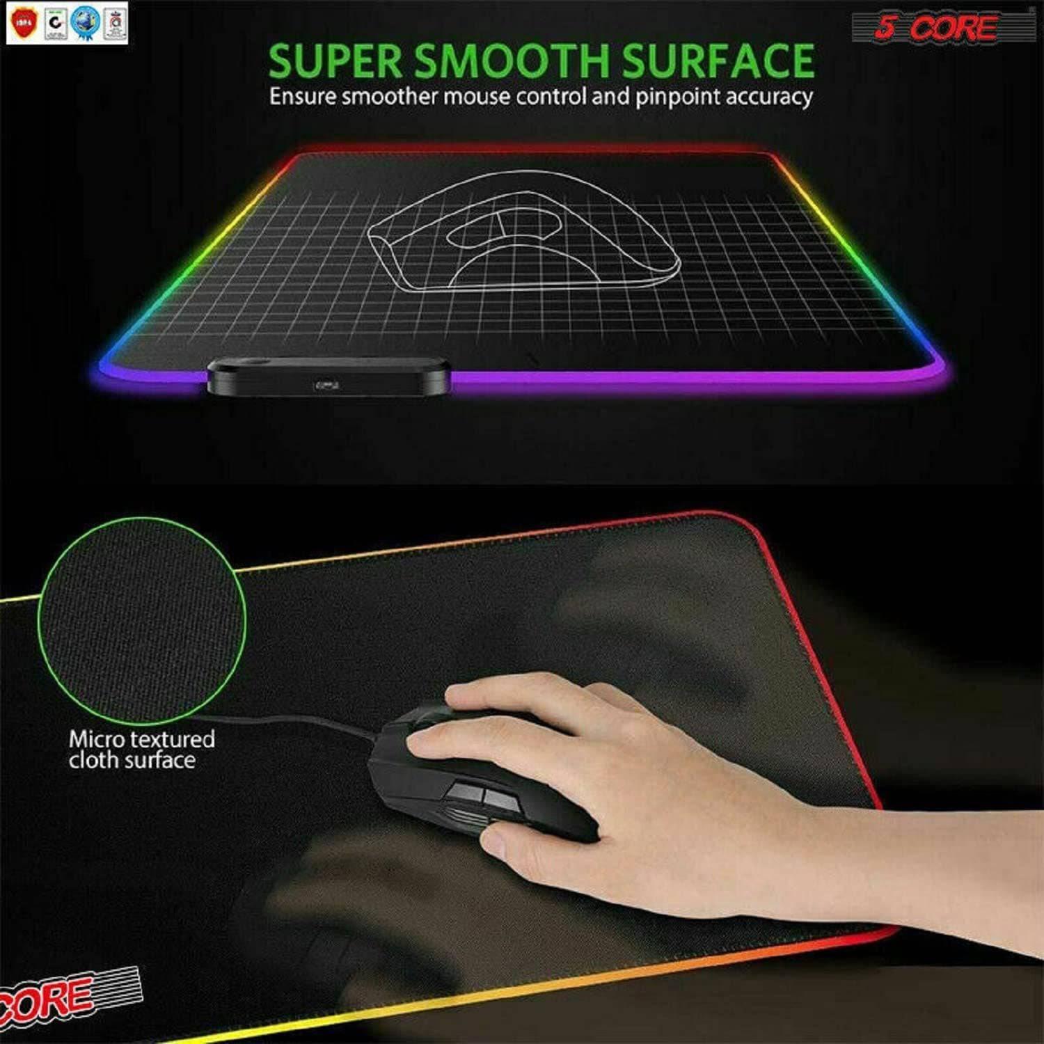 5 Core Large RGB Gaming Mouse Pad Extended Soft Gaming LED Mouse Pad - VirtuousWares:Global