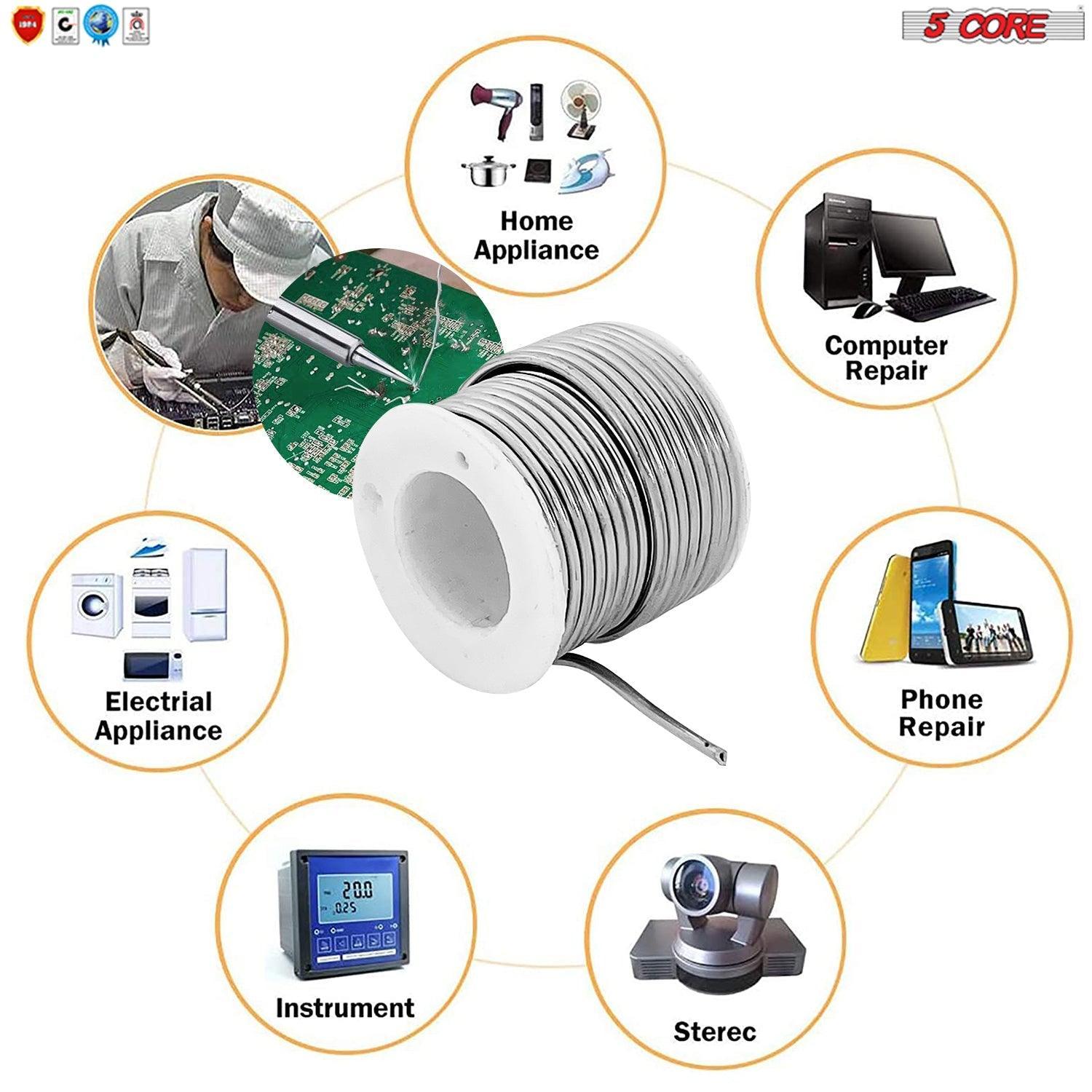 5 Core Solder Wire 5 Pack Rosin Core Flux Soldering Wire 63/37 63% Tin - VirtuousWares:Global