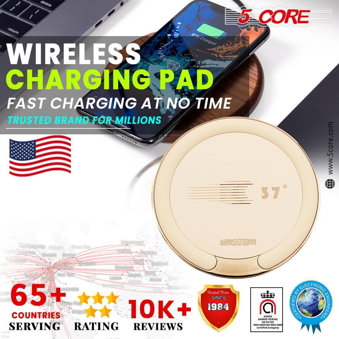 5 Core Wireless Charger, 15W Qi-Certified Max Fast Wireless Charging - VirtuousWares:Global