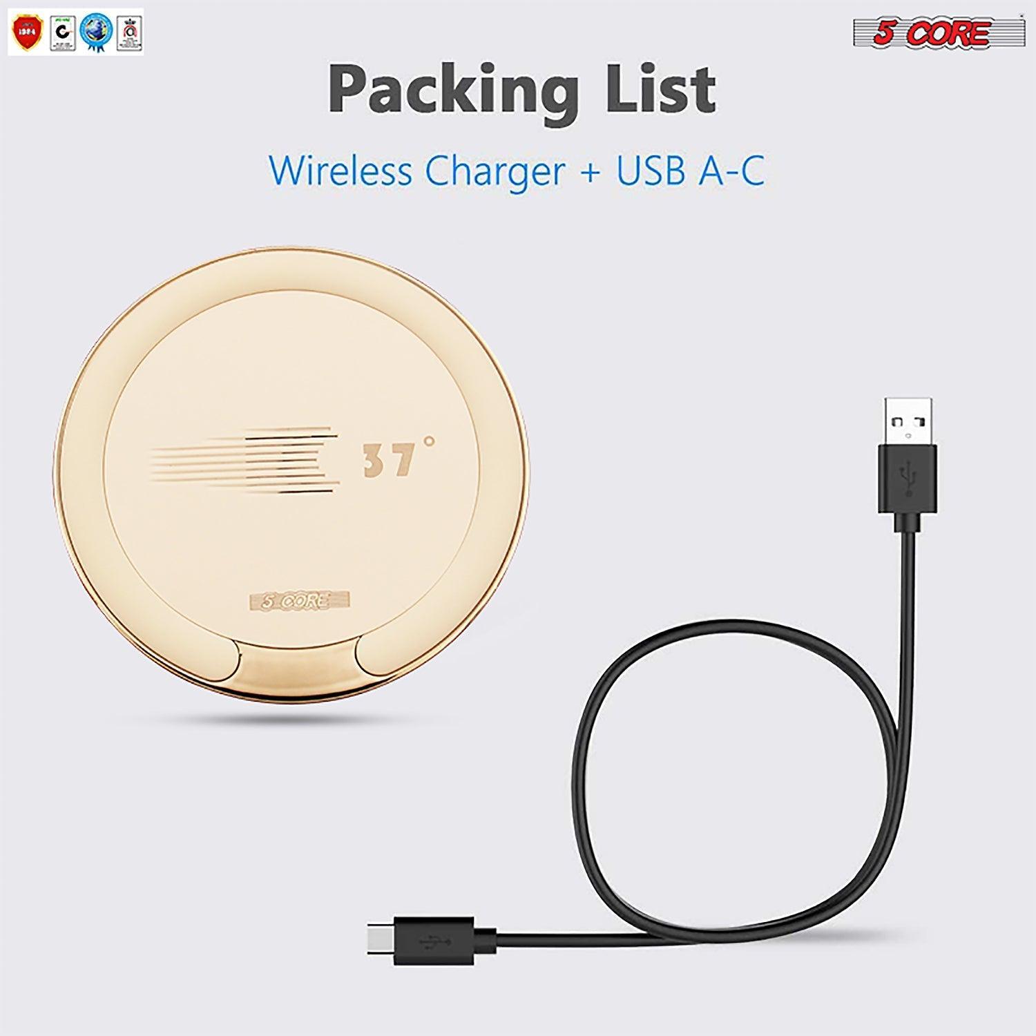 5 Core Wireless Charger, 15W Qi-Certified Max Fast Wireless Charging - VirtuousWares:Global