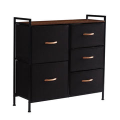 5 Drawer Dresser Storage Organizer Fabric Wood Top Closet - VirtuousWares:Global