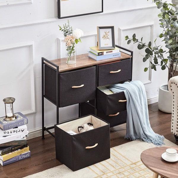 5 Drawer Dresser Storage Organizer Fabric Wood Top Closet - VirtuousWares:Global