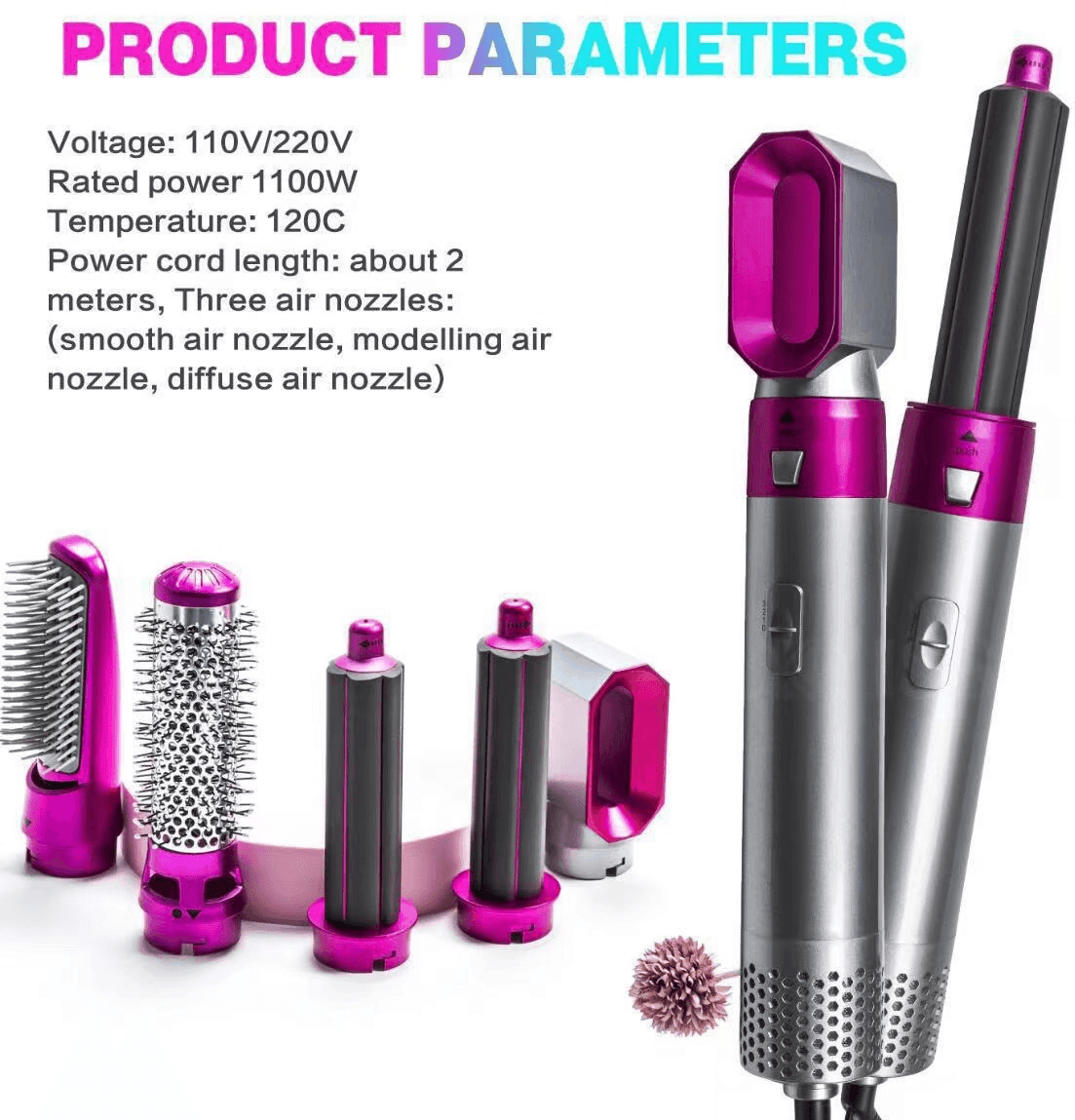 5 in 1 Hair Dryer Brush Curling Iron Hair Straightener - VirtuousWares:Global