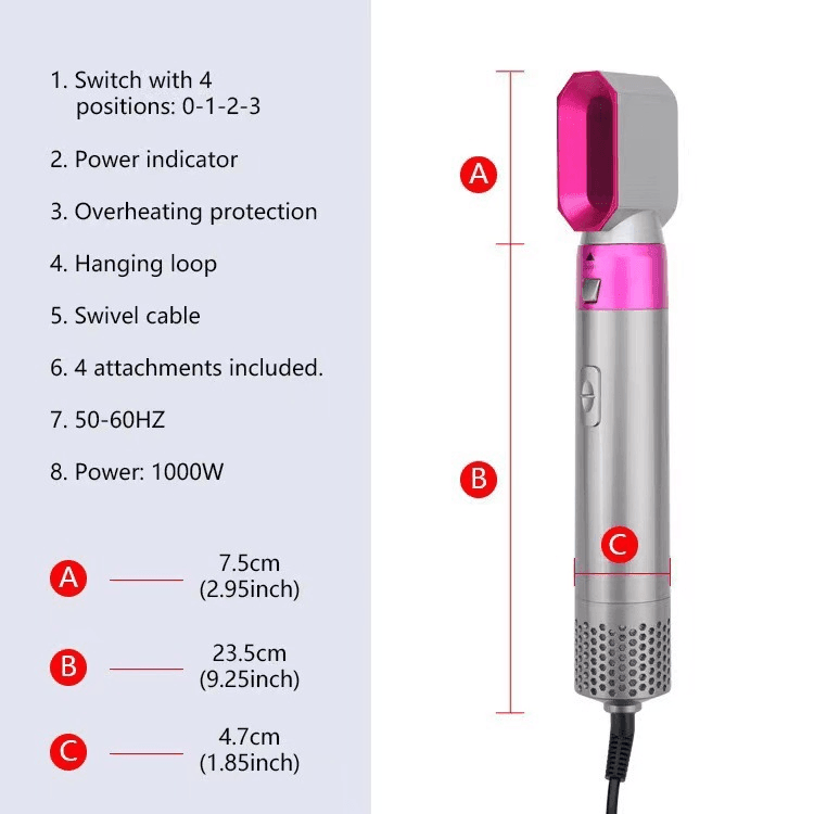 5 in 1 Hair Dryer Brush Curling Iron Hair Straightener - VirtuousWares:Global