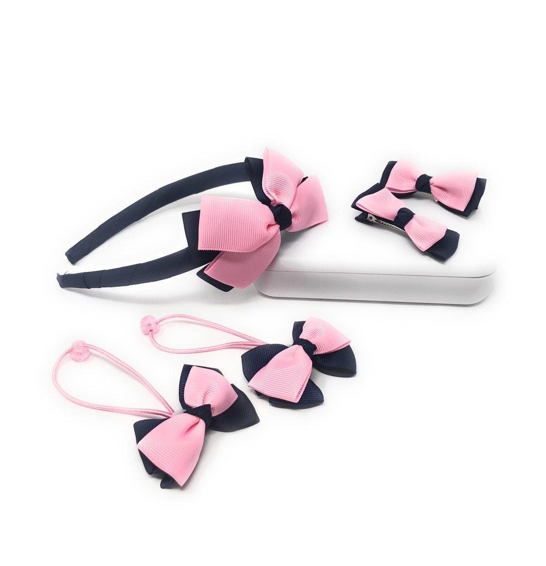 5 pc set Hair Bow Headband and Hair Clips for Girls, Hair Accessories - VirtuousWares:Global