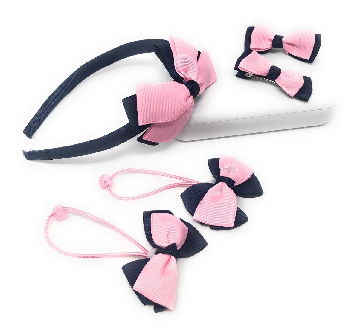 5 pc set Hair Bow Headband and Hair Clips for Girls, Hair Accessories - VirtuousWares:Global