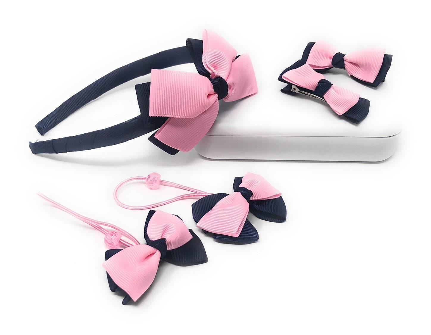 5 pc set Hair Bow Headband and Hair Clips for Girls, Hair Accessories - VirtuousWares:Global