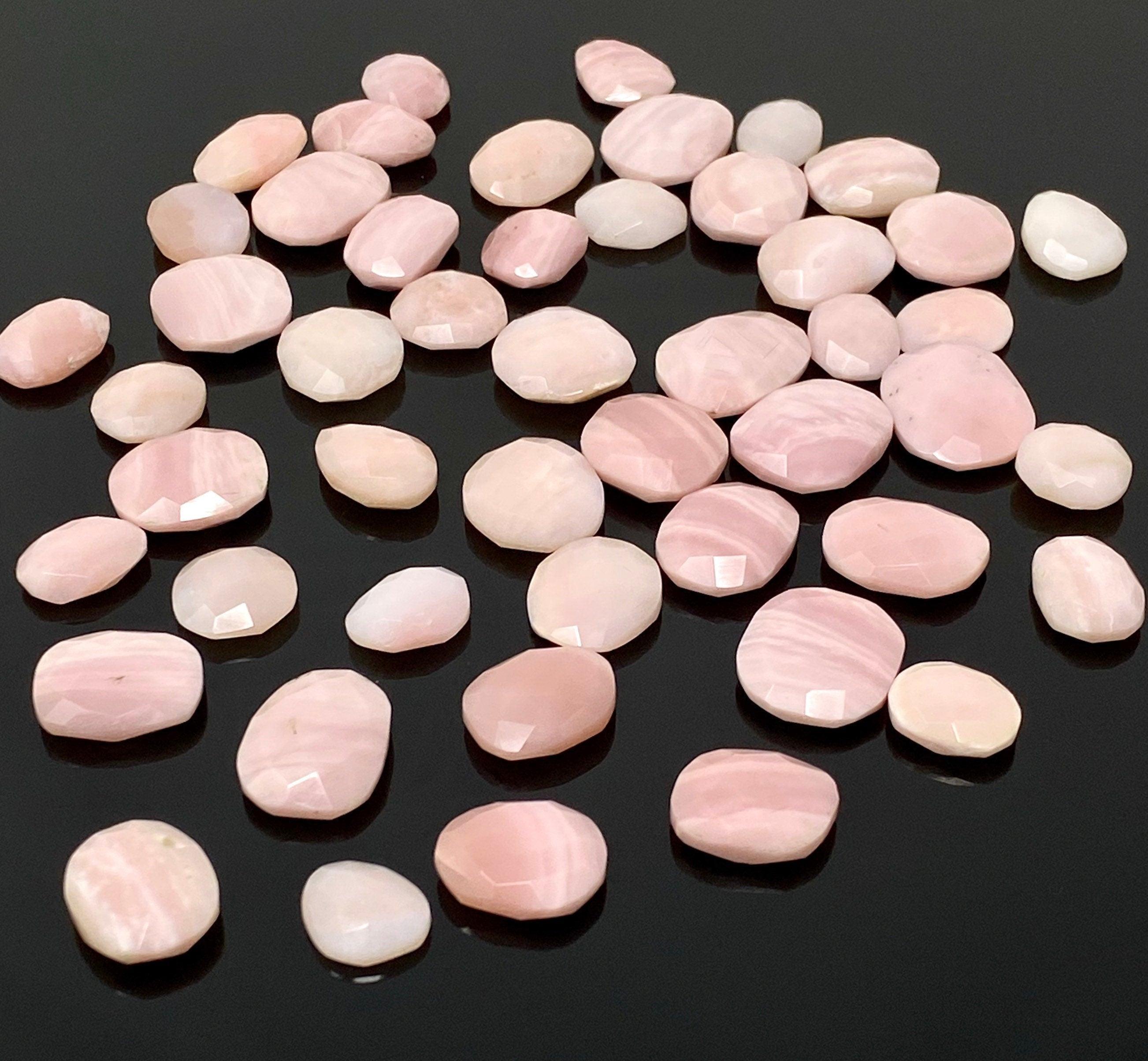 5 Pcs Natural Pink Opal Rose Cut Cabochons, Loose Gemstones, Peruvian - VirtuousWares:Global