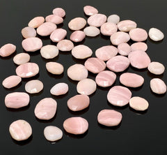 5 Pcs Natural Pink Opal Rose Cut Cabochons, Loose Gemstones, Peruvian - VirtuousWares:Global