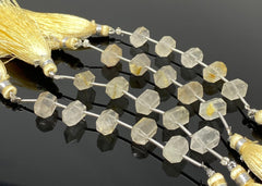 5 Pcs Yellow Rutile Quartz Double Terminated Beads, Hand Carved - VirtuousWares:Global