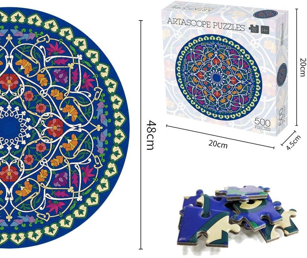 500 Pieces Round Artascope Puzzles for Adults Kids - VirtuousWares:Global