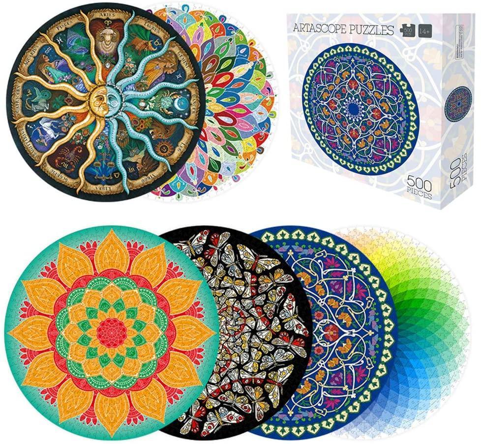 500 Pieces Round Artascope Puzzles for Adults Kids - VirtuousWares:Global