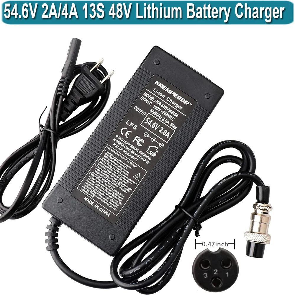 54.6V 2A Battery Charger for 48V 13S Evercross H5/ Vsett 8, 8+, 9+ / - VirtuousWares:Global