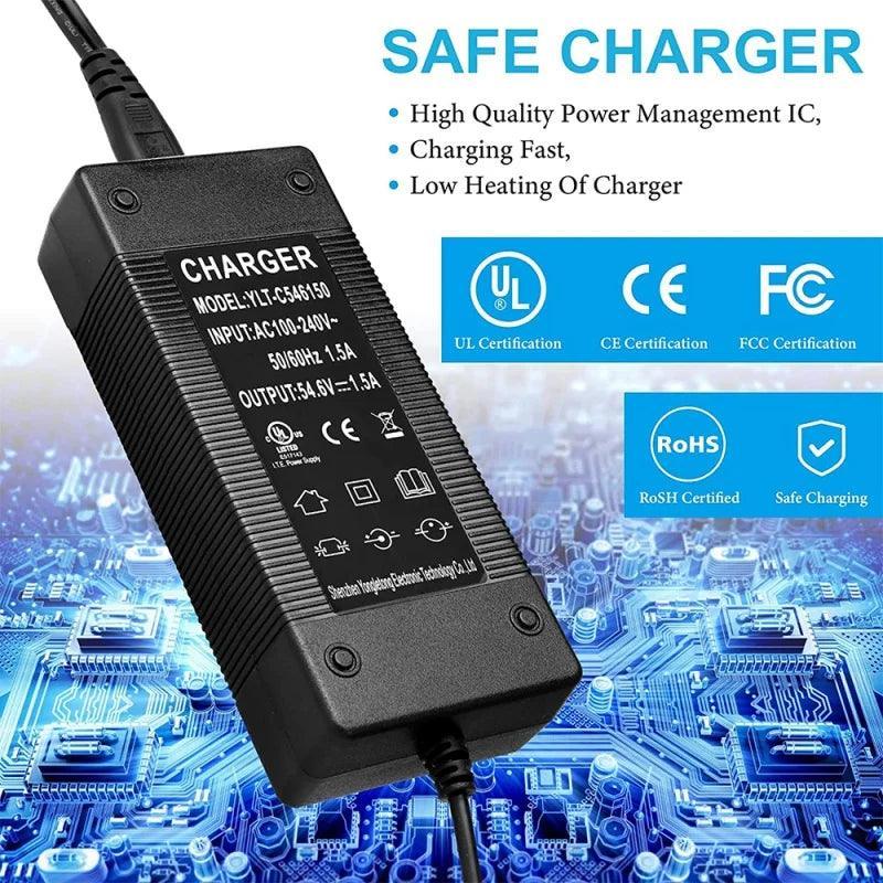 54.6V 2A Battery Charger for 48V 13S Evercross H5/ Vsett 8, 8+, 9+ / - VirtuousWares:Global