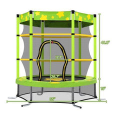 55 Inch Kids Trampoline with Safety Enclosure Net Outdoor Trampoline - VirtuousWares:Global