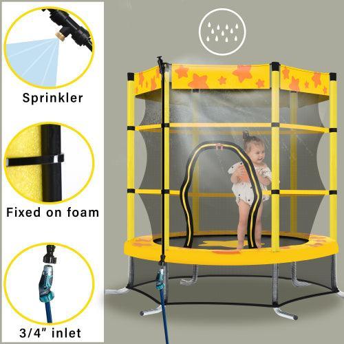 55 Inch Kids Trampoline with Safety Enclosure Net Outdoor Trampoline - VirtuousWares:Global