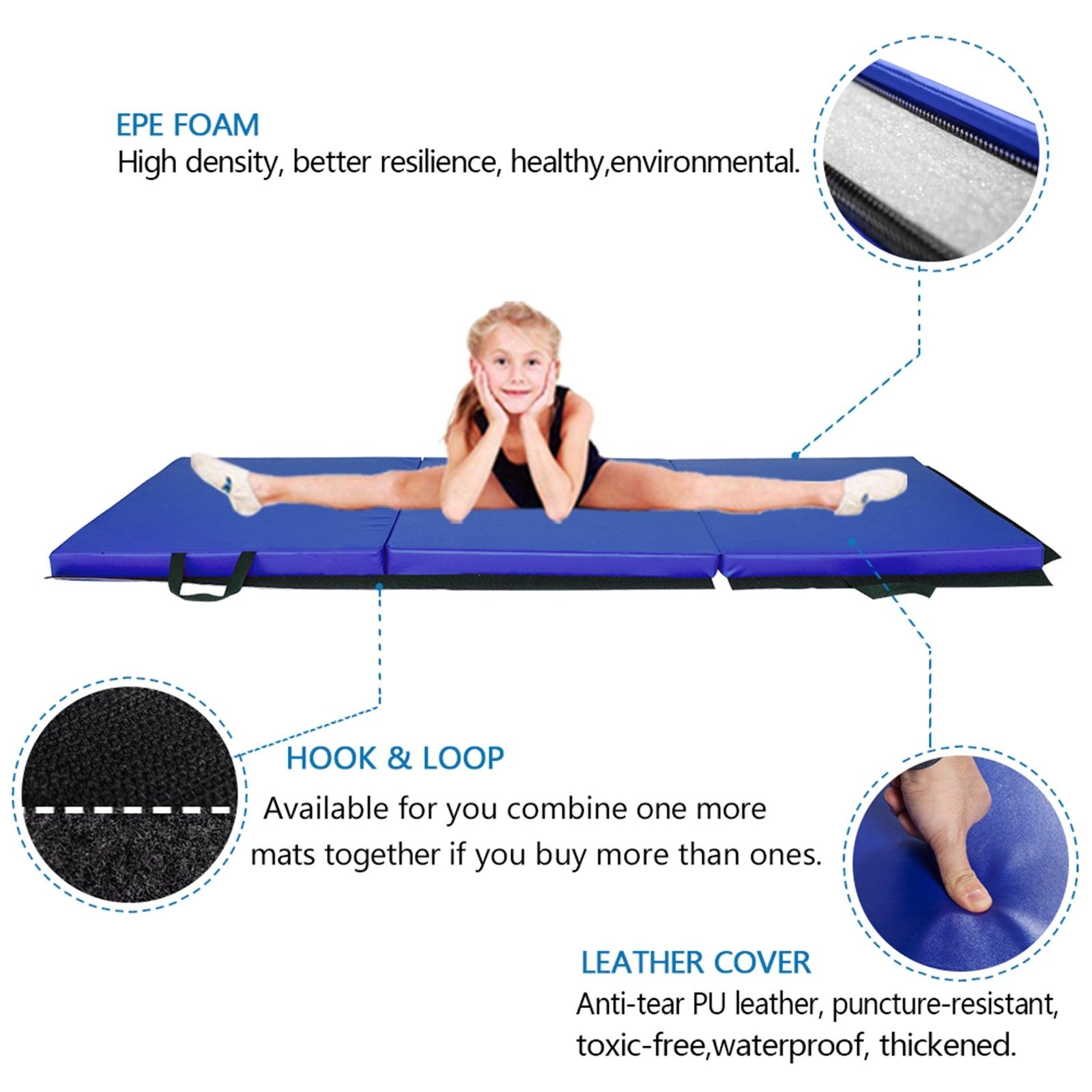 55"x24"x1.2" Tri-fold Gymnastics Yoga Mat with Hand Buckle - VirtuousWares:Global