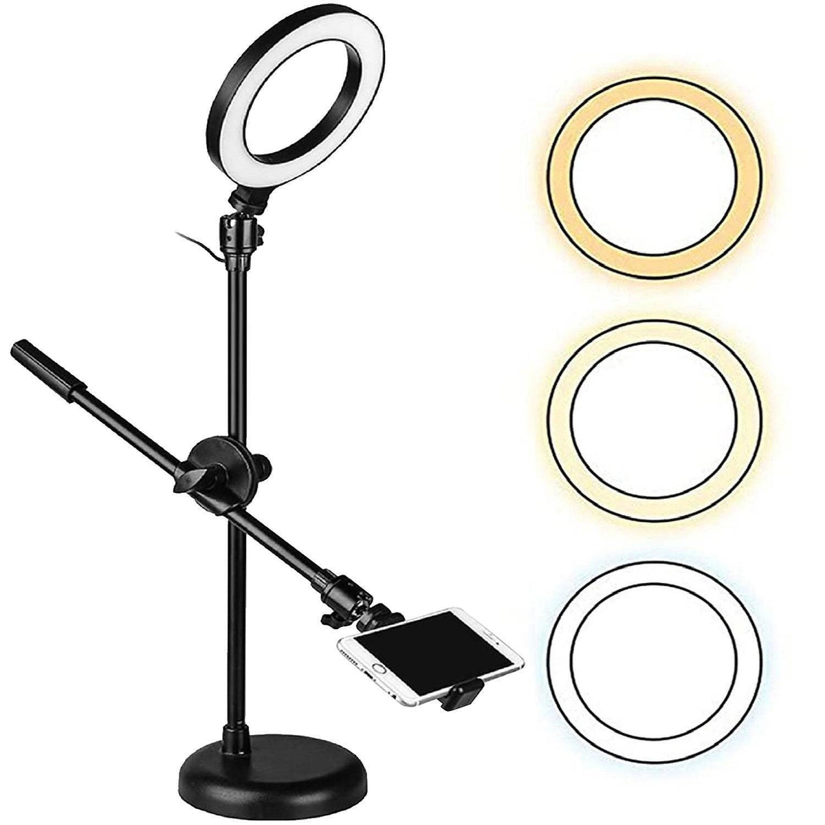 5Core 6'' Ring Light Overhead Phone Mount LED Circle Lights 360° - VirtuousWares:Global