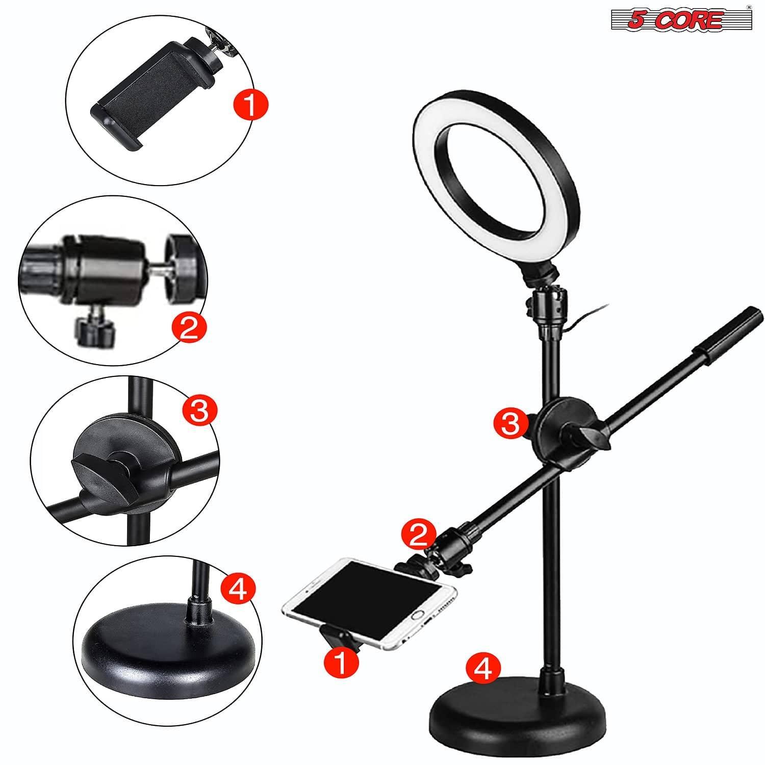 5Core 6'' Ring Light Overhead Phone Mount LED Circle Lights 360° - VirtuousWares:Global