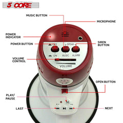 5Core Megaphone Handheld Bullhorn Cheer Loudspeaker Bull Horn Speaker - VirtuousWares:Global