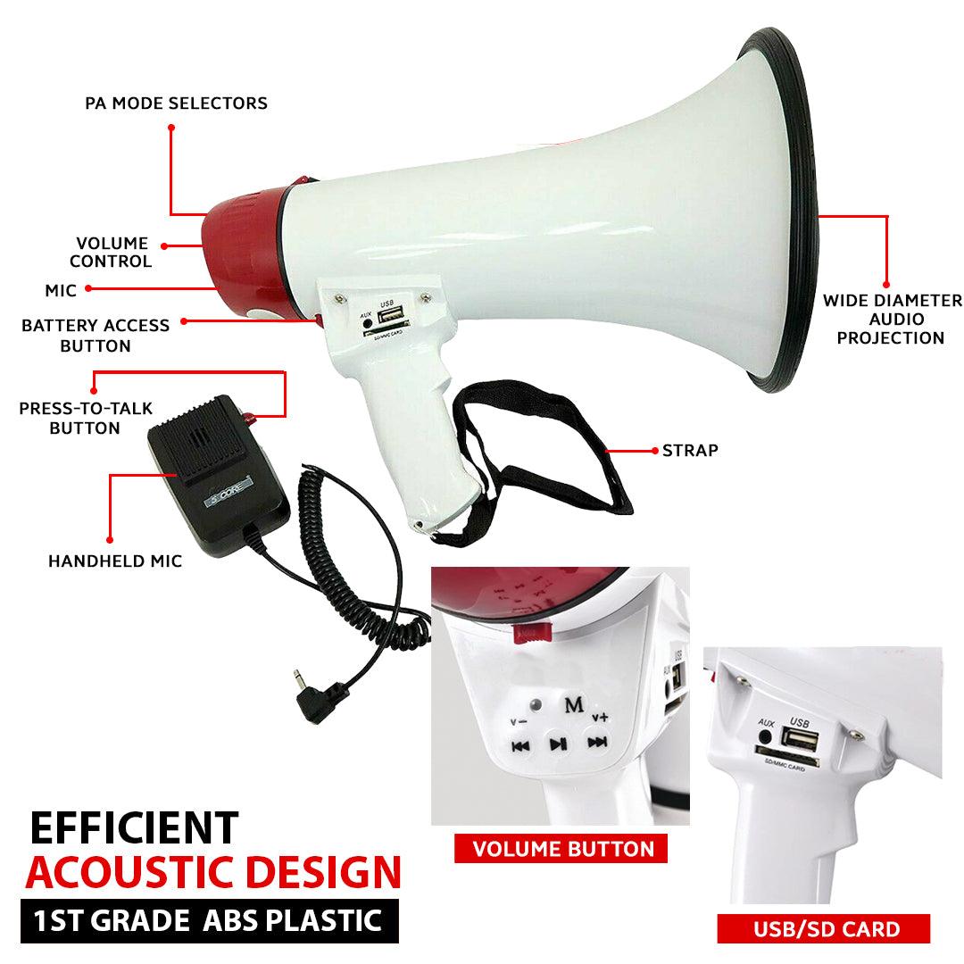 5Core Megaphone Handheld Bullhorn Cheer Loudspeaker Bull Horn Speaker - VirtuousWares:Global