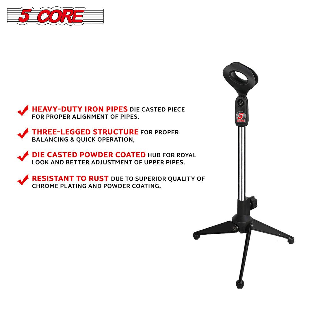 5Core Microphone Stand Tripod Mic Stand Universal Adjustable Desk - VirtuousWares:Global