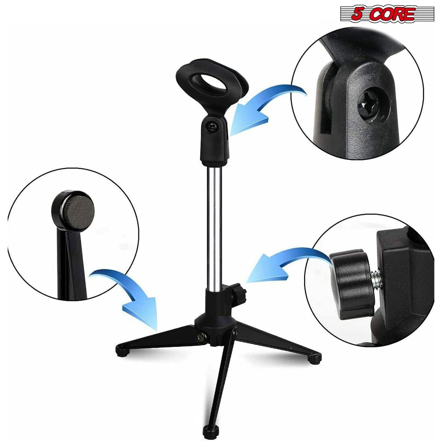 5Core Microphone Stand Tripod Mic Stand Universal Adjustable Desk - VirtuousWares:Global