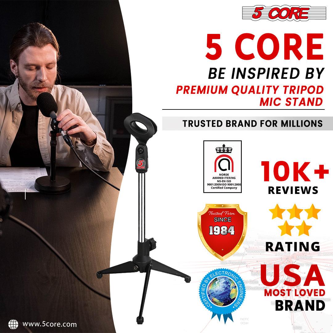 5Core Microphone Stand Tripod Mic Stand Universal Adjustable Desk - VirtuousWares:Global