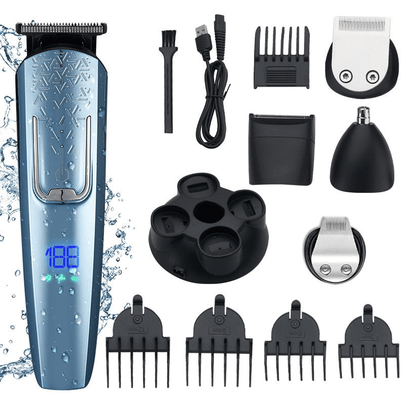 5in1 Professional Hair Clipper Cutting Machine Digital Display USB - VirtuousWares:Global