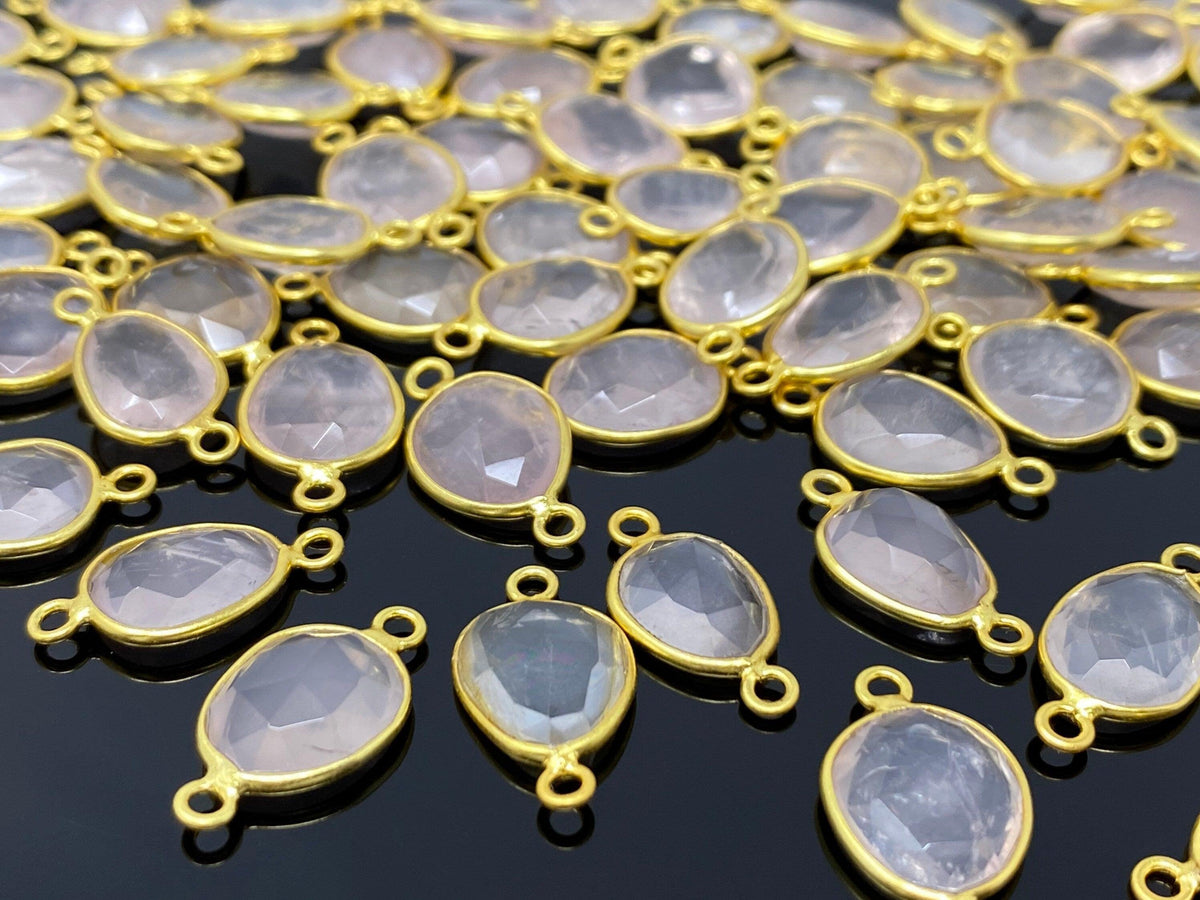 5Pcs/10 Pcs Rose Quartz Connectors, Gemstone Connector, Bulk Wholesale - VirtuousWares:Global