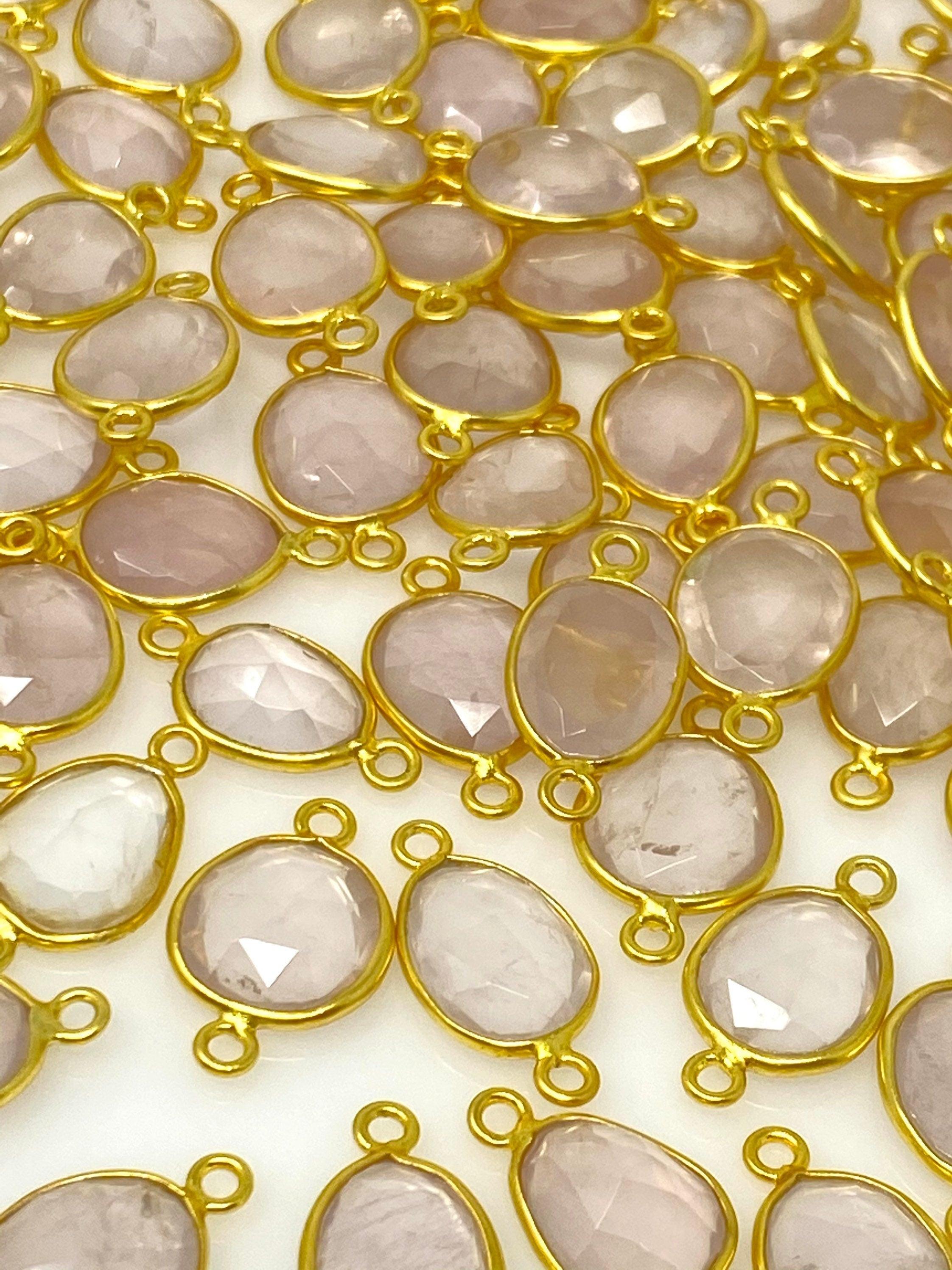 5Pcs/10 Pcs Rose Quartz Connectors, Gemstone Connector, Bulk Wholesale - VirtuousWares:Global