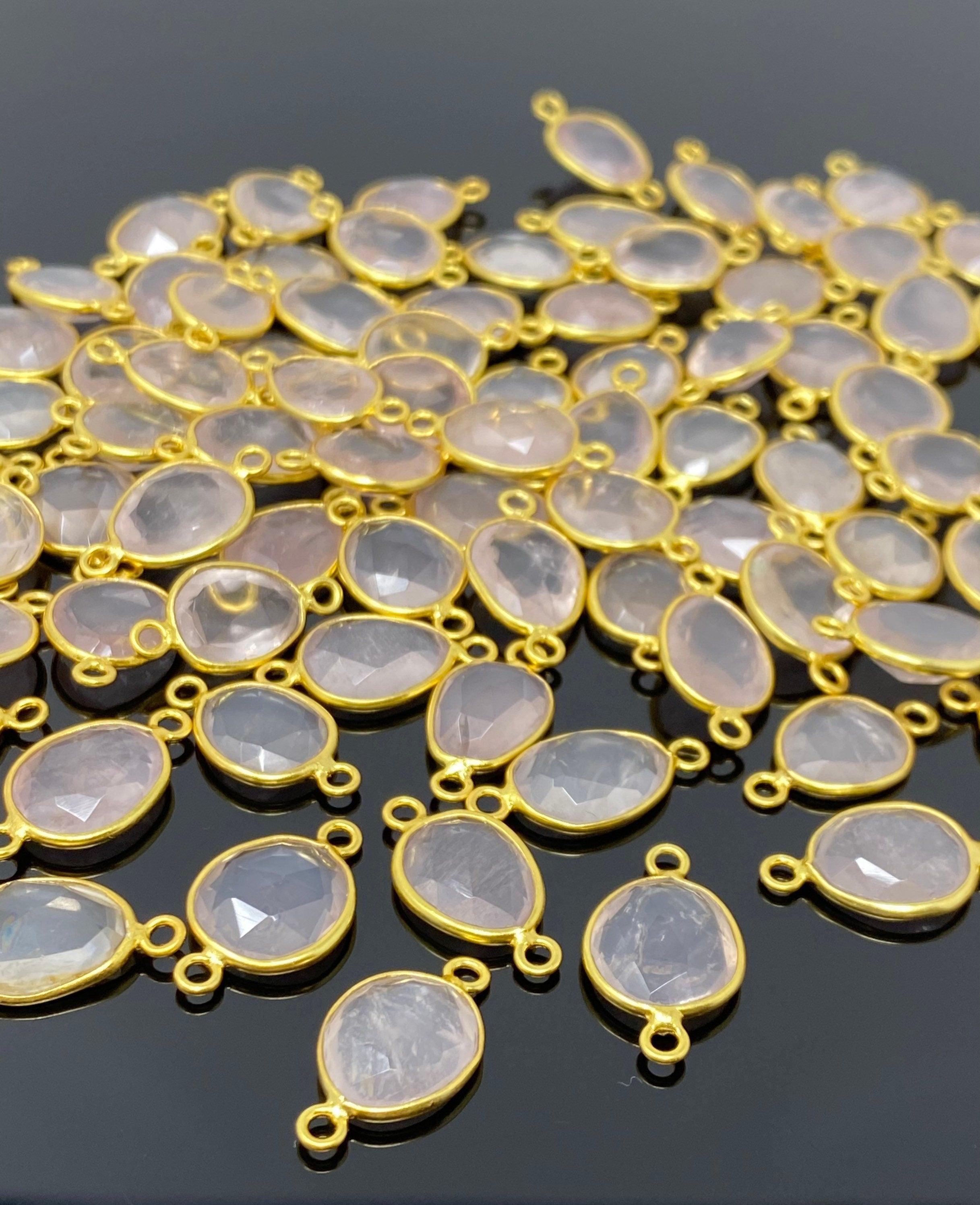 5Pcs/10 Pcs Rose Quartz Connectors, Gemstone Connector, Bulk Wholesale - VirtuousWares:Global
