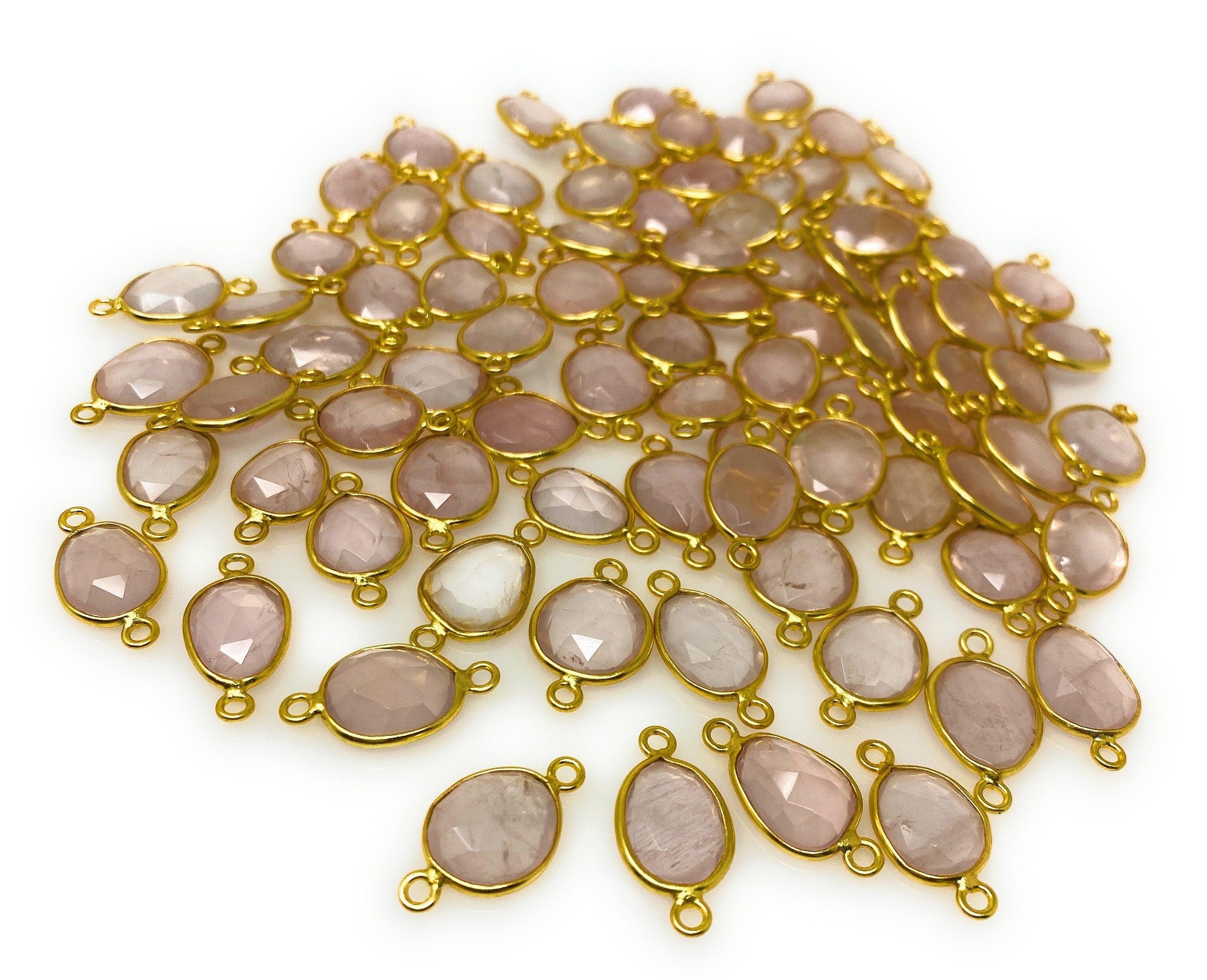 5Pcs/10 Pcs Rose Quartz Connectors, Gemstone Connector, Bulk Wholesale - VirtuousWares:Global