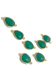 5Pcs/10Pcs Green Onyx Connectors, Gold Plated over Sterling Silver, - VirtuousWares:Global
