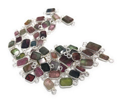 6 Pcs Tourmaline Connectors, Sterling Silver Gemstone Connectors, - VirtuousWares:Global