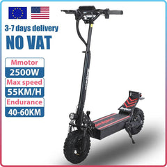 60KM Range Electric Scooter For Adults 11 Inch off-Road Tires Quick Folding 48V 2500W Maximum Speed 55KM/H - VirtuousWares:Global