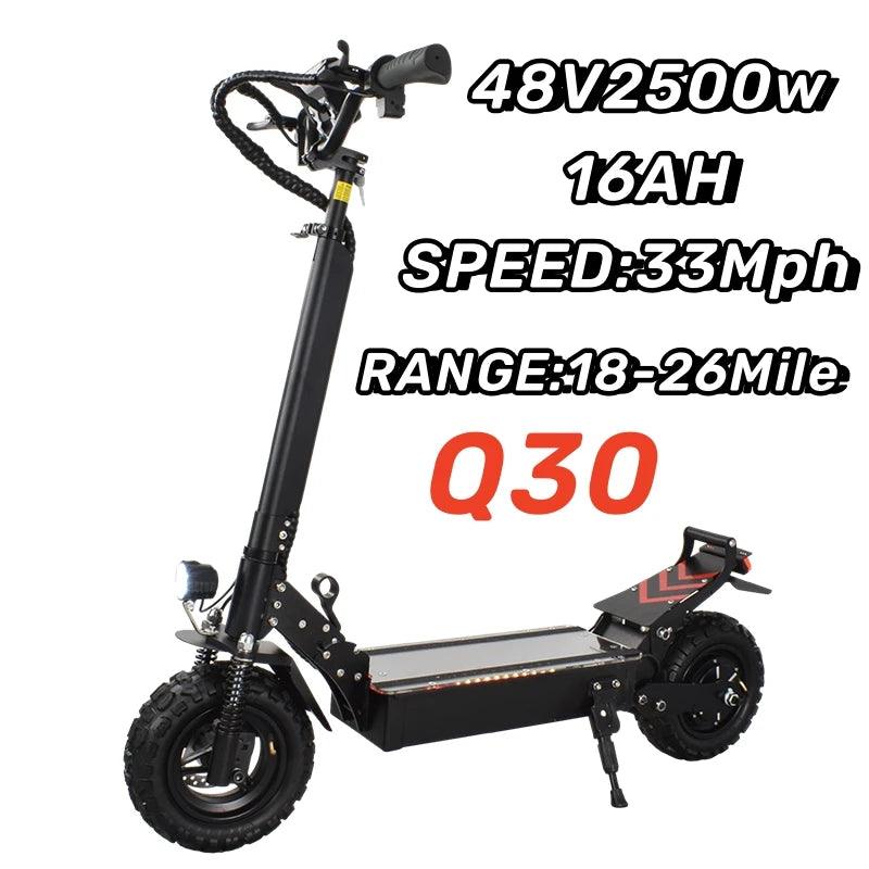 60KM Range Electric Scooter For Adults 11 Inch off-Road Tires Quick Folding 48V 2500W Maximum Speed 55KM/H - VirtuousWares:Global