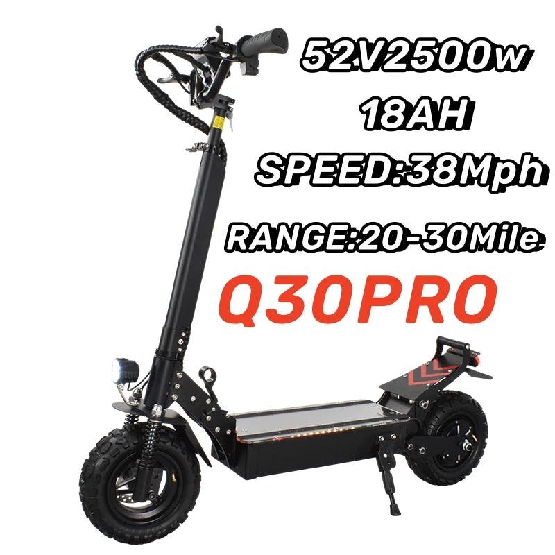 60KM Range Electric Scooter For Adults 11 Inch off-Road Tires Quick Folding 48V 2500W Maximum Speed 55KM/H - VirtuousWares:Global