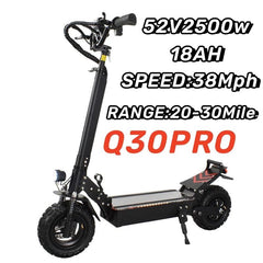 60KM Range Electric Scooter For Adults 11 Inch off-Road Tires Quick Folding 48V 2500W Maximum Speed 55KM/H - VirtuousWares:Global