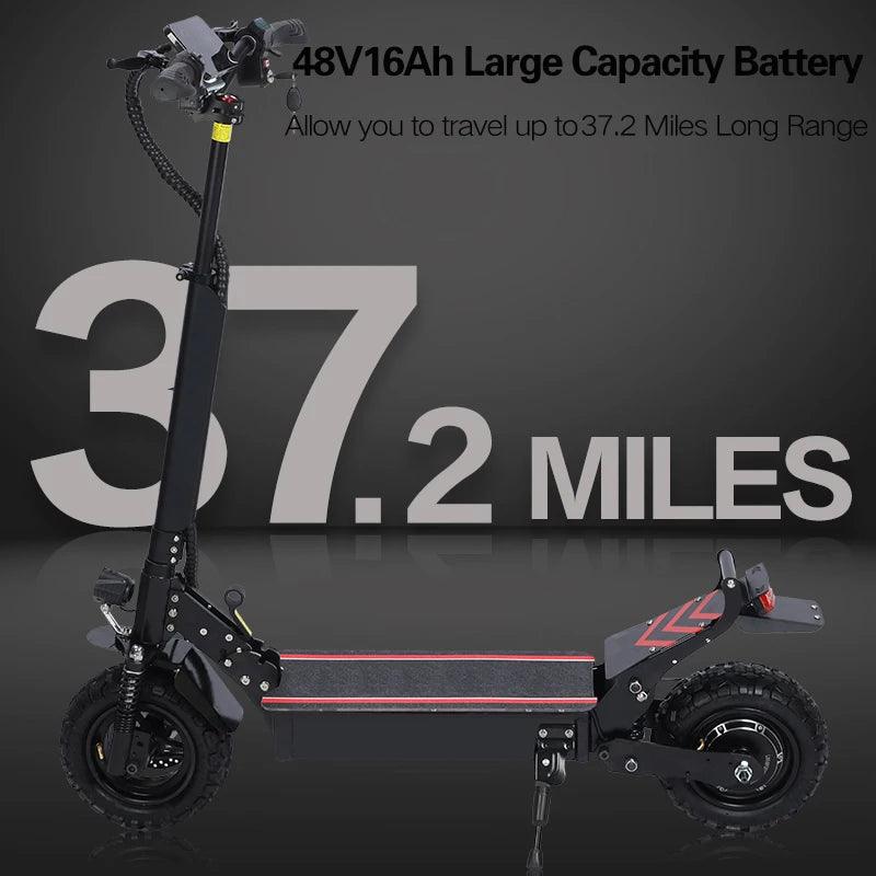 60KM Range Electric Scooter For Adults 11 Inch off-Road Tires Quick Folding 48V 2500W Maximum Speed 55KM/H - VirtuousWares:Global