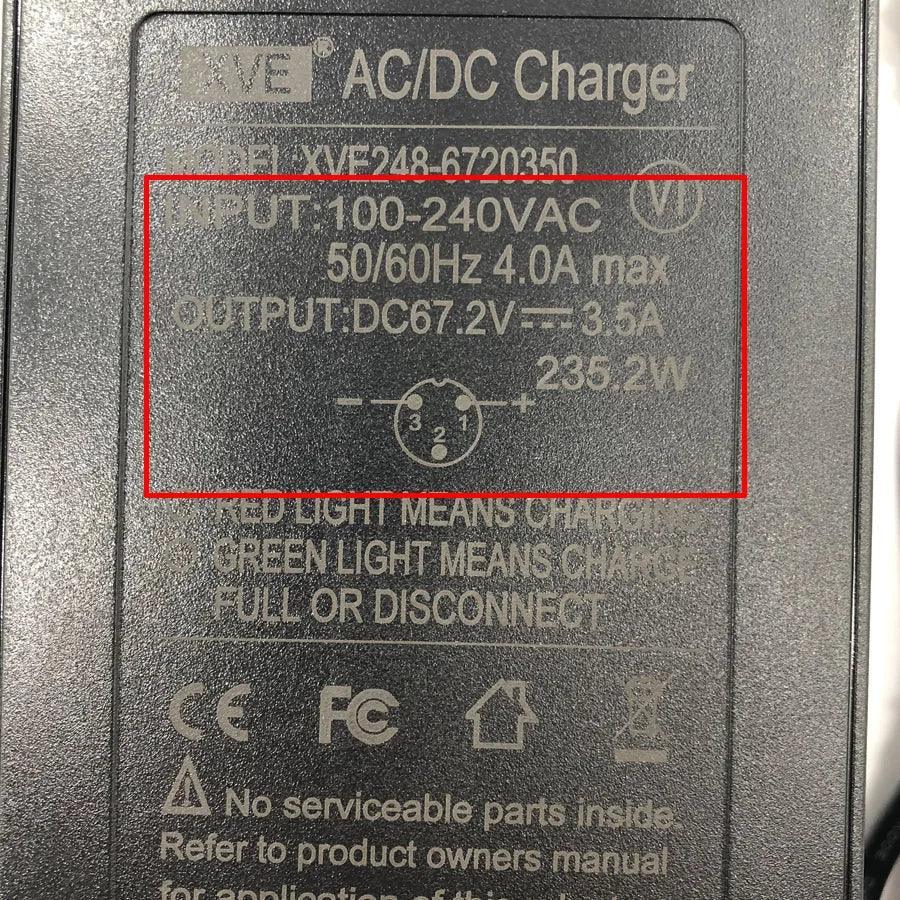 67.2V 3.5A Fast Charger Quick Charging for 60V Kaabo Electric Scooter - VirtuousWares:Global