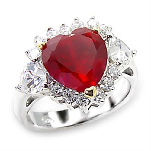 6X062 - High-Polished 925 Sterling Silver Ring with Synthetic Garnet - VirtuousWares:Global
