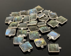 7 Pcs/ 10 Pcs Labradorite Gemstone Charms, Sterling Plated Bulk - VirtuousWares:Global